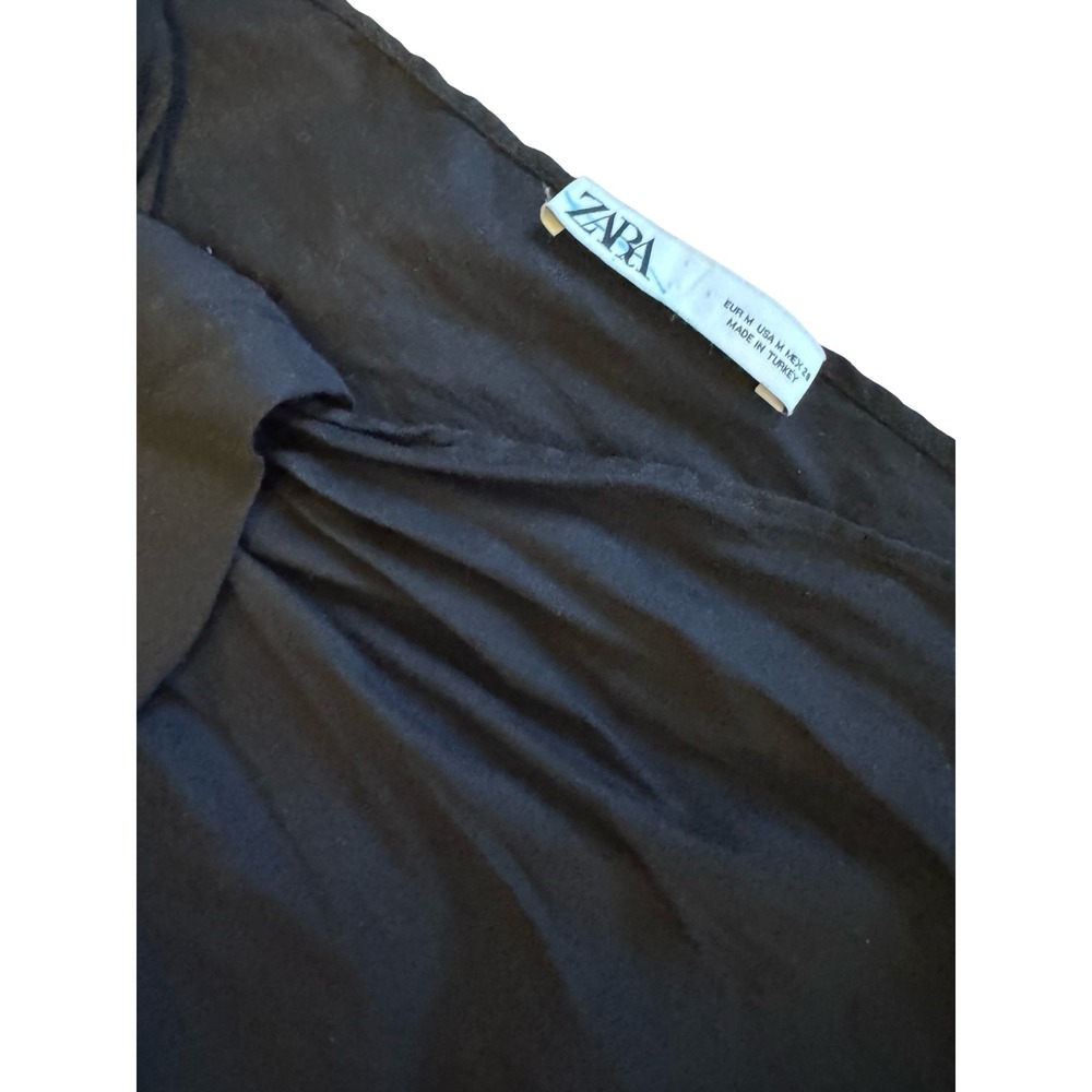 Zara One Shoulder Top Long Sleeve Ruched Black Blouse Size‎ M